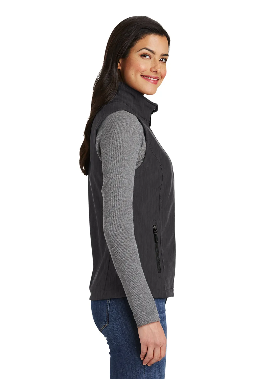Port Authority Damen Core Wind- & wasserabweisende Weste mit Reißverschluss - Heather Charcoal Schwarz