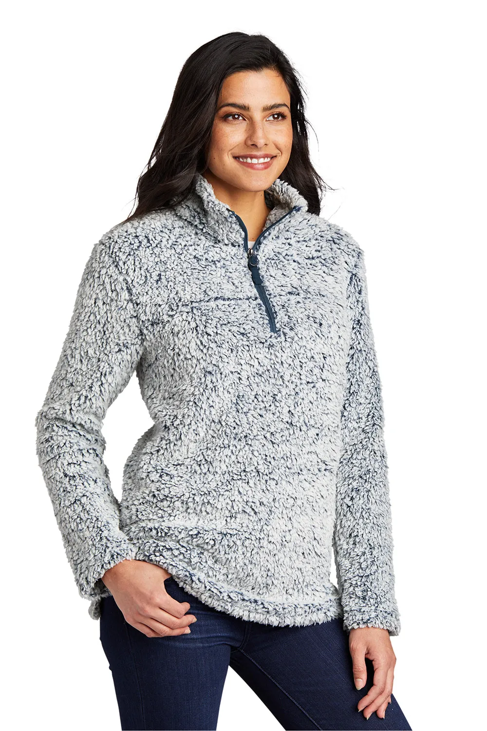Port Authority Damen Kuscheliges Sherpa-Fleece 1/4-Zip Jacke - Heather Navyblau