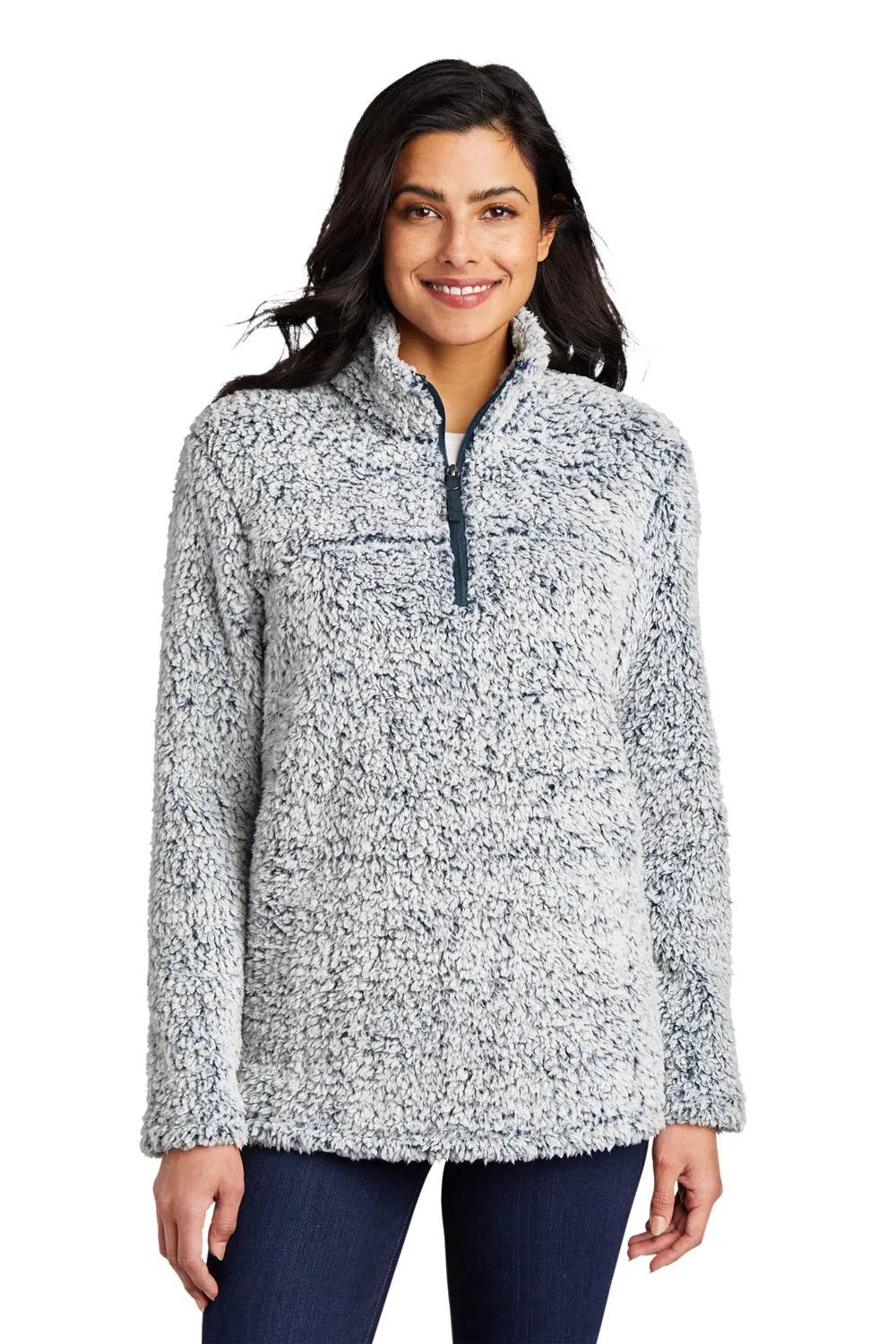 Port Authority Damen Kuscheliges Sherpa-Fleece 1/4-Zip Jacke - Heather Navyblau