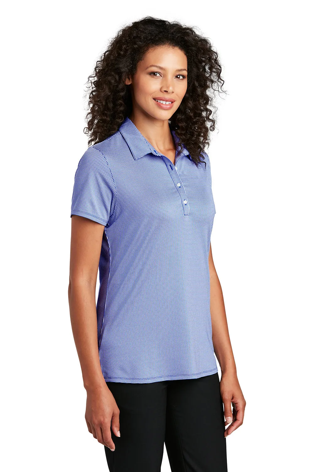 Port Authority Damen Gingham Feuchtigkeitstransportierendes Kurzarm-Polohemd - Echt Royalblau/Weiß - Ausverkauf
