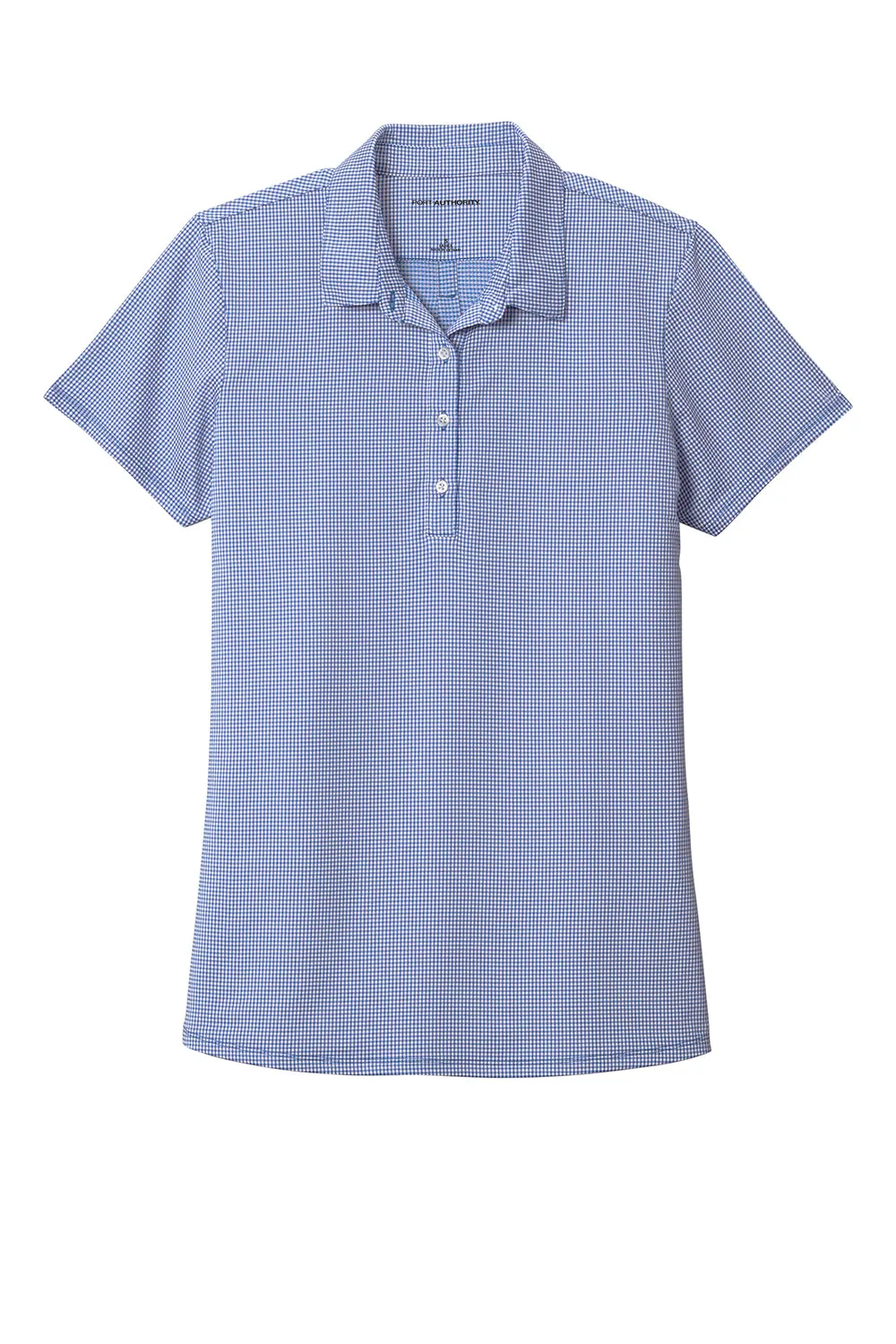 Port Authority Damen Gingham Feuchtigkeitstransportierendes Kurzarm-Polohemd - Echt Royalblau/Weiß - Ausverkauf