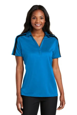 Port Authority Damen Polo-Shirt mit kurzen Ärmeln aus seidig-weicher Performance-Faser mit Feuchtigkeitstransport - Brilliant Blue/Schwarz