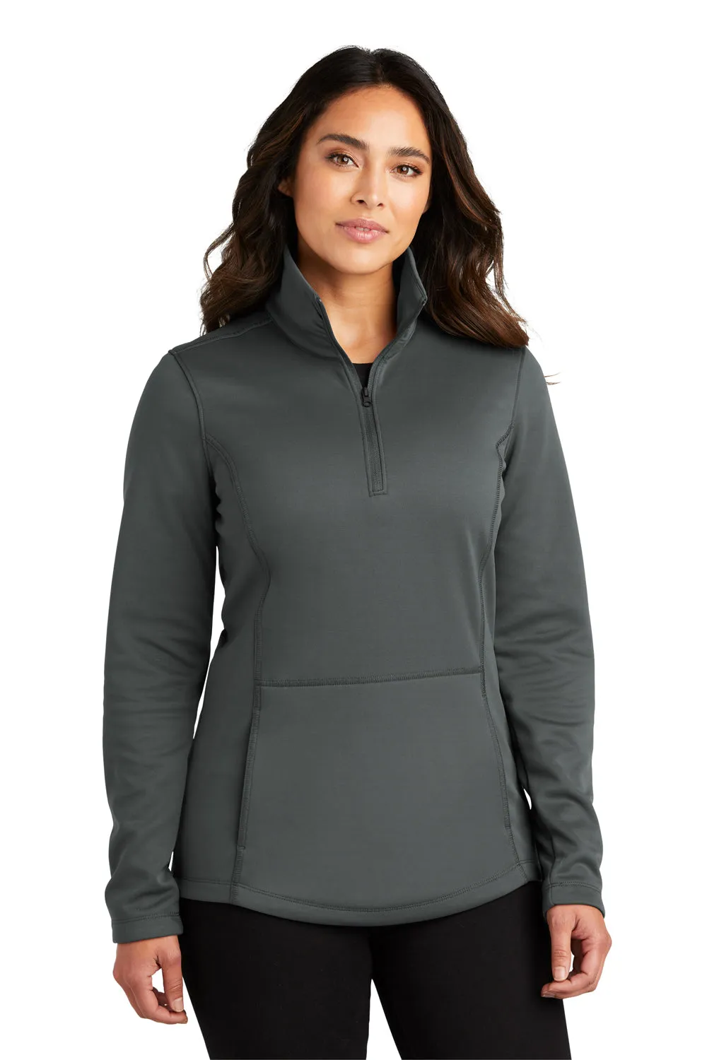 Port Authority Damen Fleece-Jacke mit Kapuze und 1/4-Zip - Graugrau