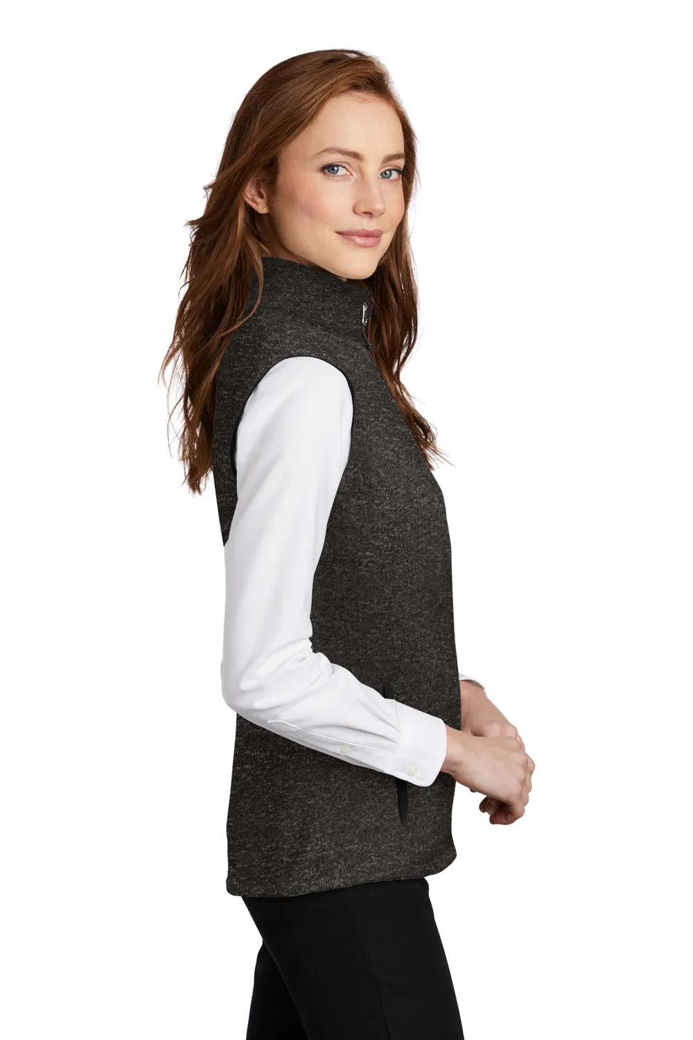 Port Authority Damenpullover Fleece Weste mit durchgehendem Reißverschluss - Heather Schwarz
