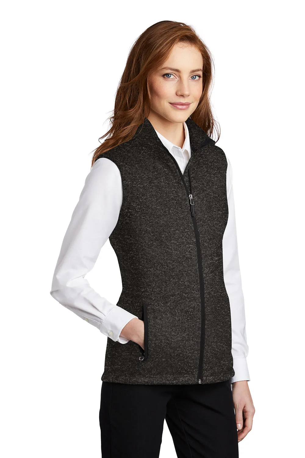 Port Authority Damenpullover Fleece Weste mit durchgehendem Reißverschluss - Heather Schwarz