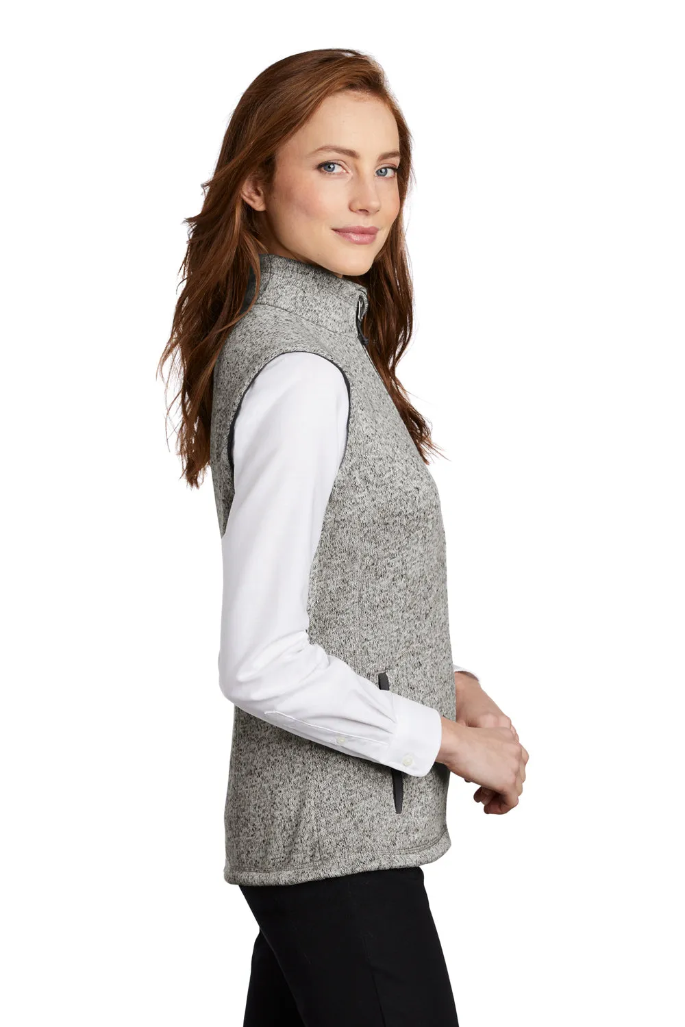 Port Authority Damen Fleece-Pullover Weste mit Vollreißverschluss - Heather Grau