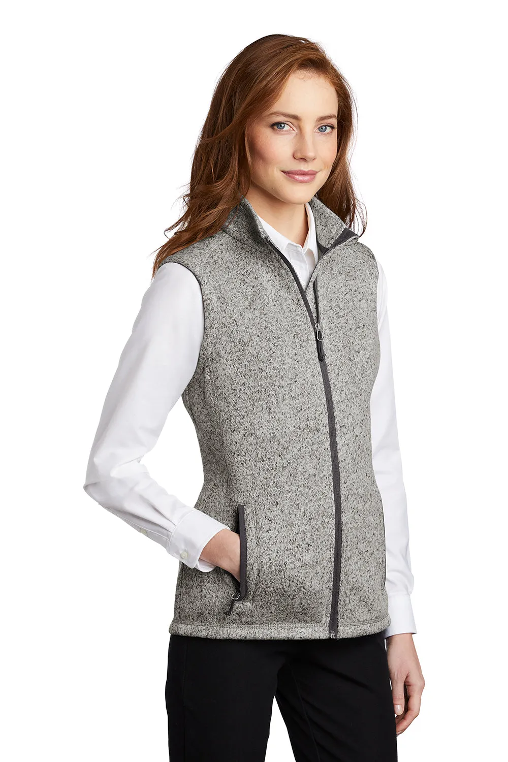 Port Authority Damen Fleece-Pullover Weste mit Vollreißverschluss - Heather Grau