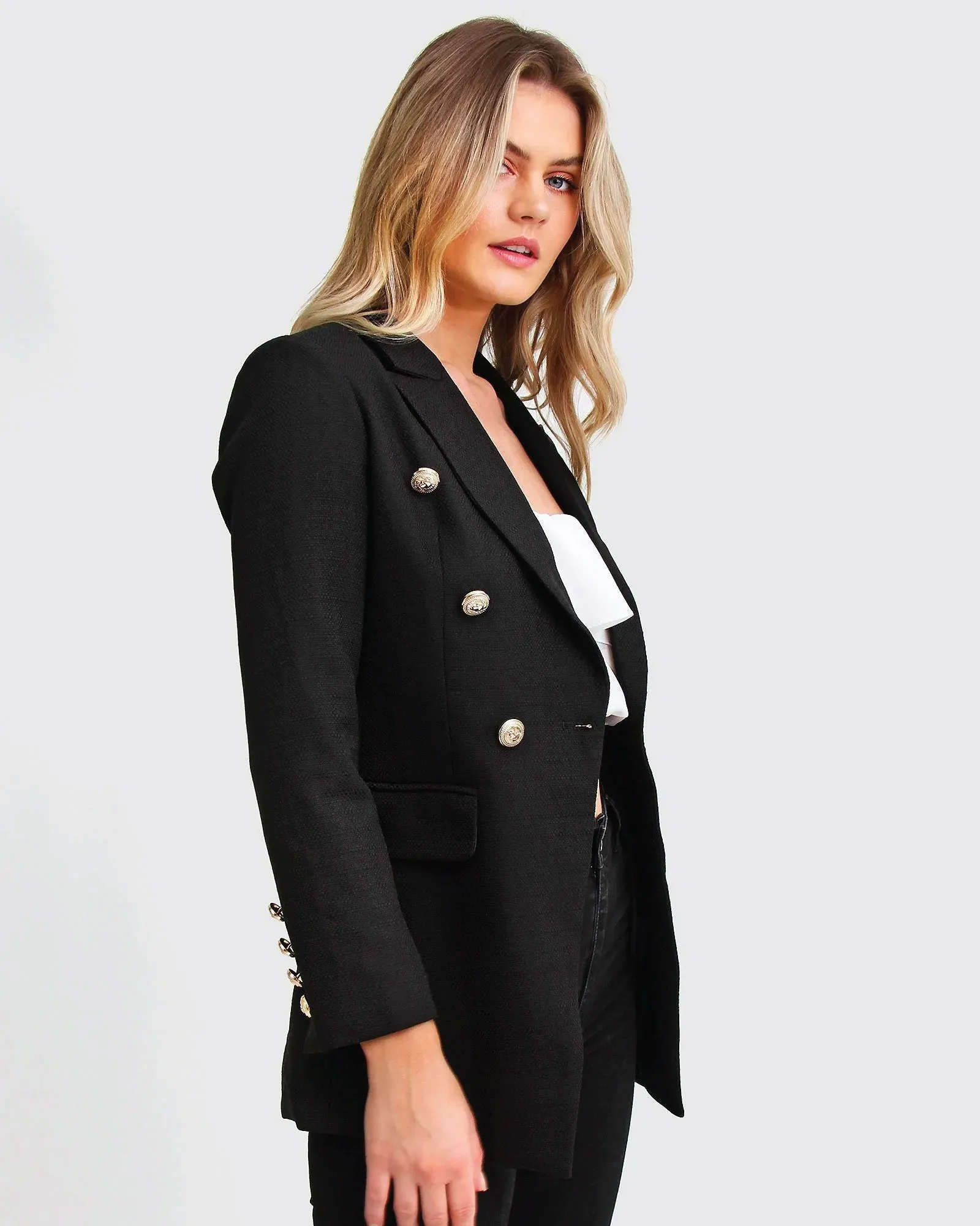 Princess Polina Blazer mit Texturgewebe - Schwarz