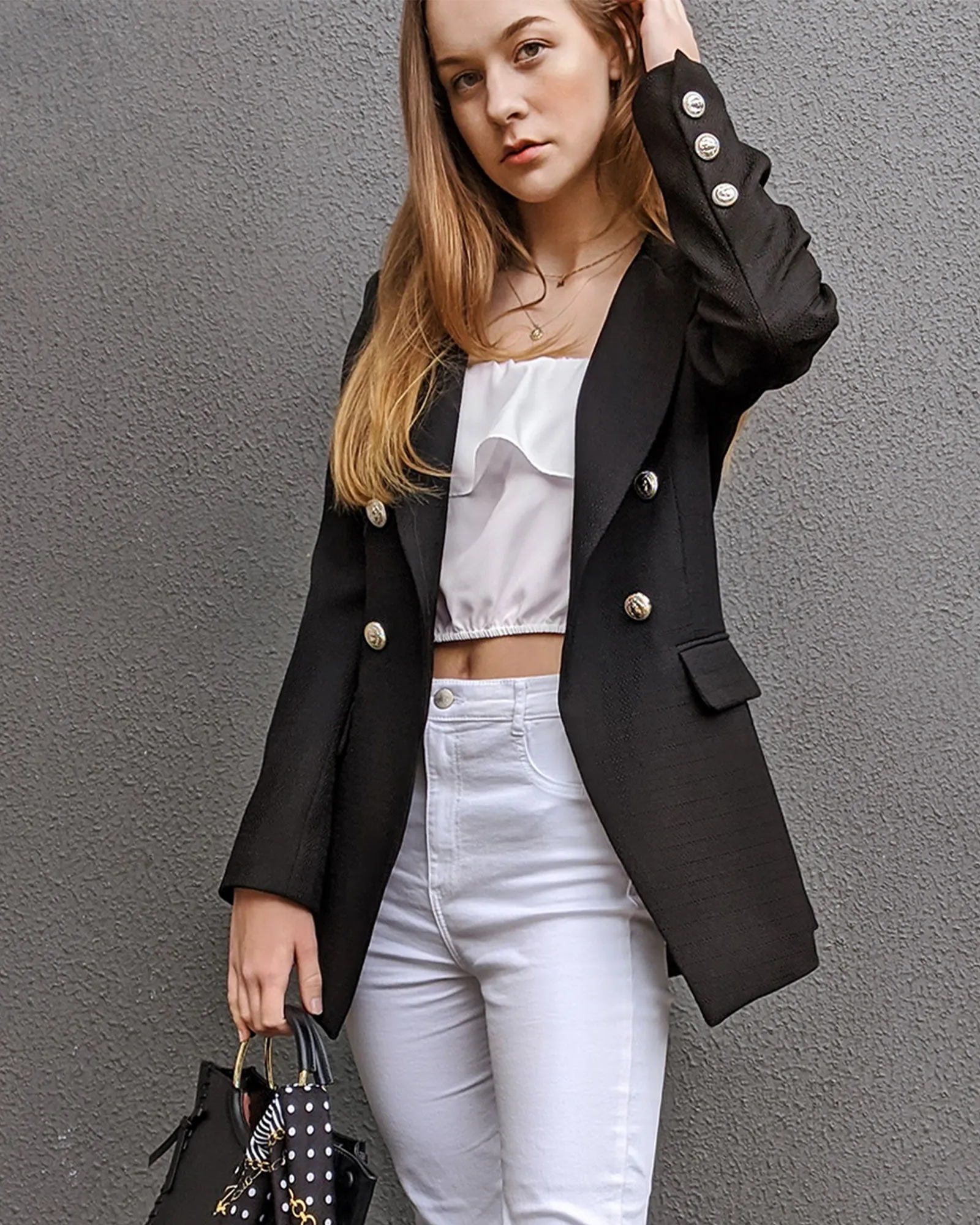 Princess Polina Blazer mit Texturgewebe - Schwarz