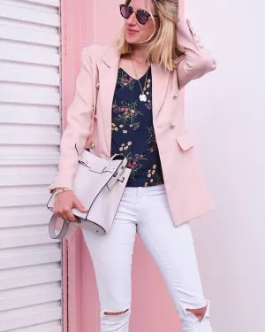 Princess Polina Texturgewebe Blazer - Rosé