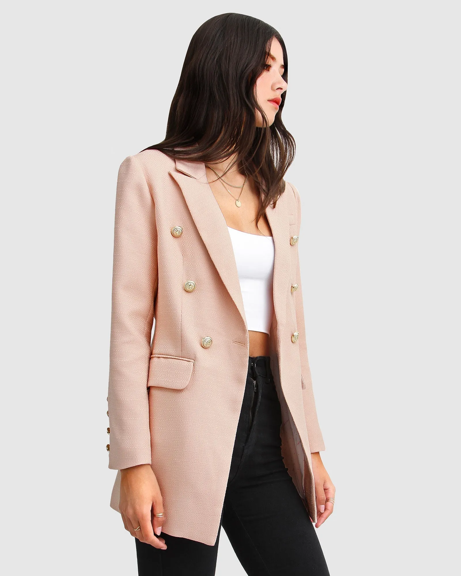 Princess Polina Texturgewebe Blazer - Rosé