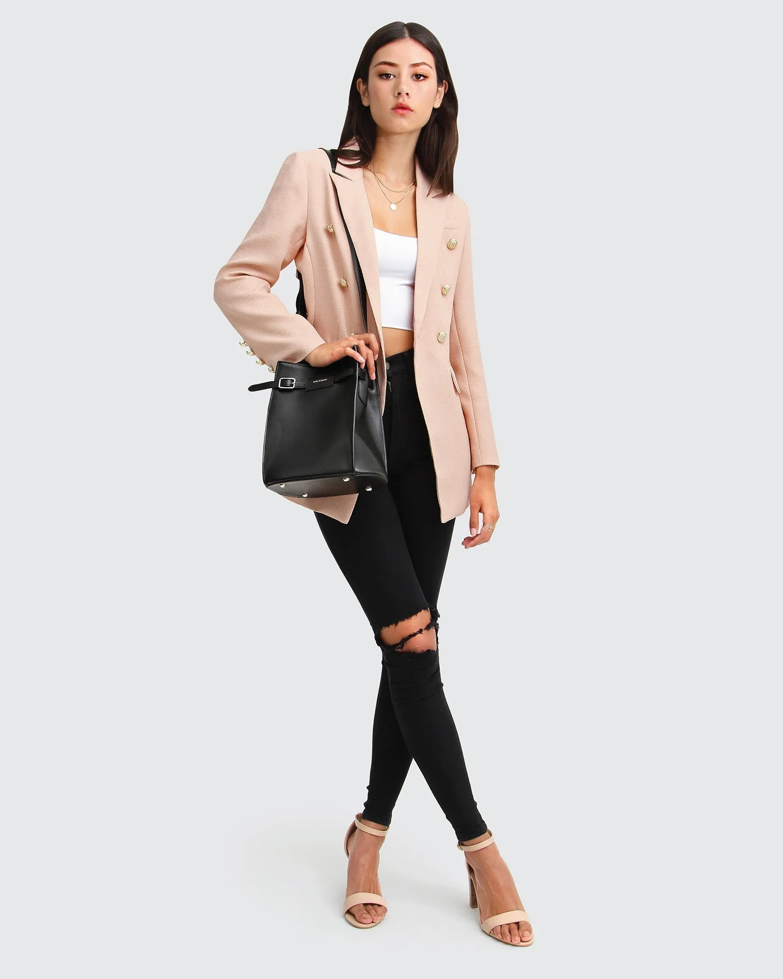 Princess Polina Texturgewebe Blazer - Rosé