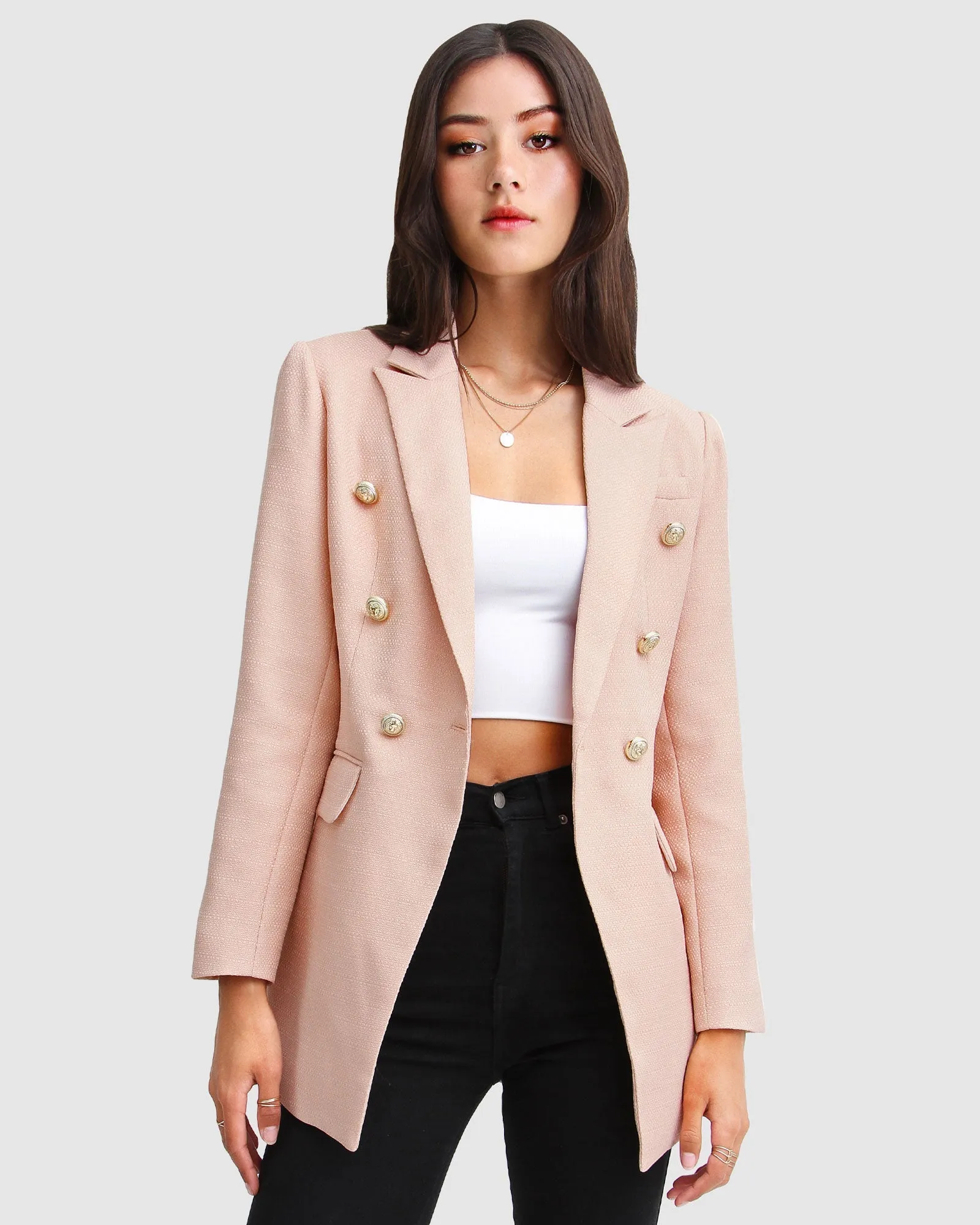 Princess Polina Texturgewebe Blazer - Rosé