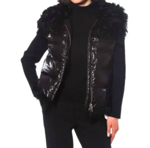 Puffer Down Lammweste In Schwarz