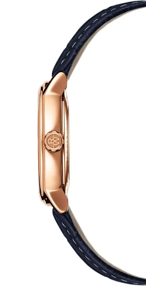 Raymond Weil Maestro Automatik Rose Gold PVD Blau Lederarmband Blaues Zifferblatt Datum Herrenuhr 2237-PC5-00508 Raymond Weil Uhren