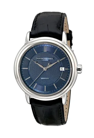 Raymond Weil Maestro Edelstahl Blau Zifferblatt Lederarmband Automatik Herrenuhr 2837-STC-50001 Raymond Weil Uhren