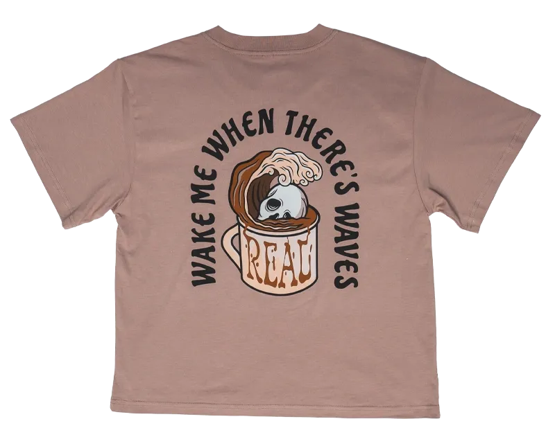 REAL Wmn's Weck mich, wenn es Wellen gibt T-Shirt - Dunstiges Rosa