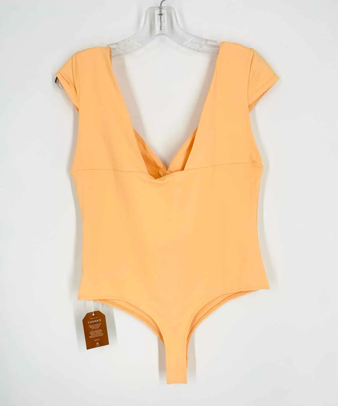 Reoria Größe XL Pfirsichfarbenes Top mit Cap-Ärmeln NEU Bodysuit