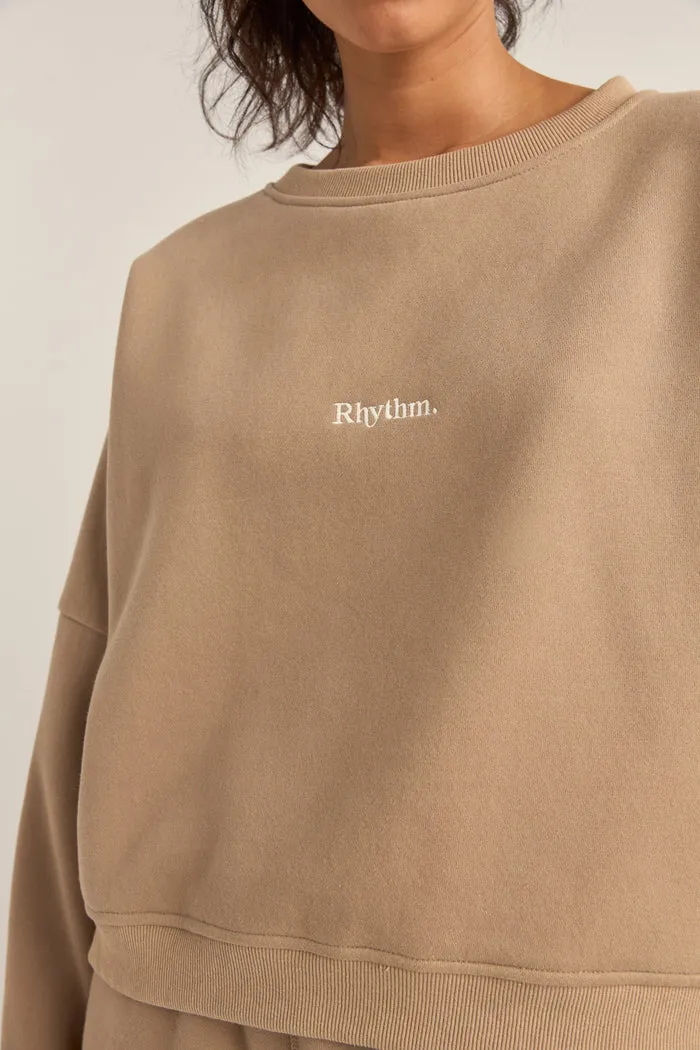 Rhythm Logo Crew Fleece Sweatshirt - Taupe