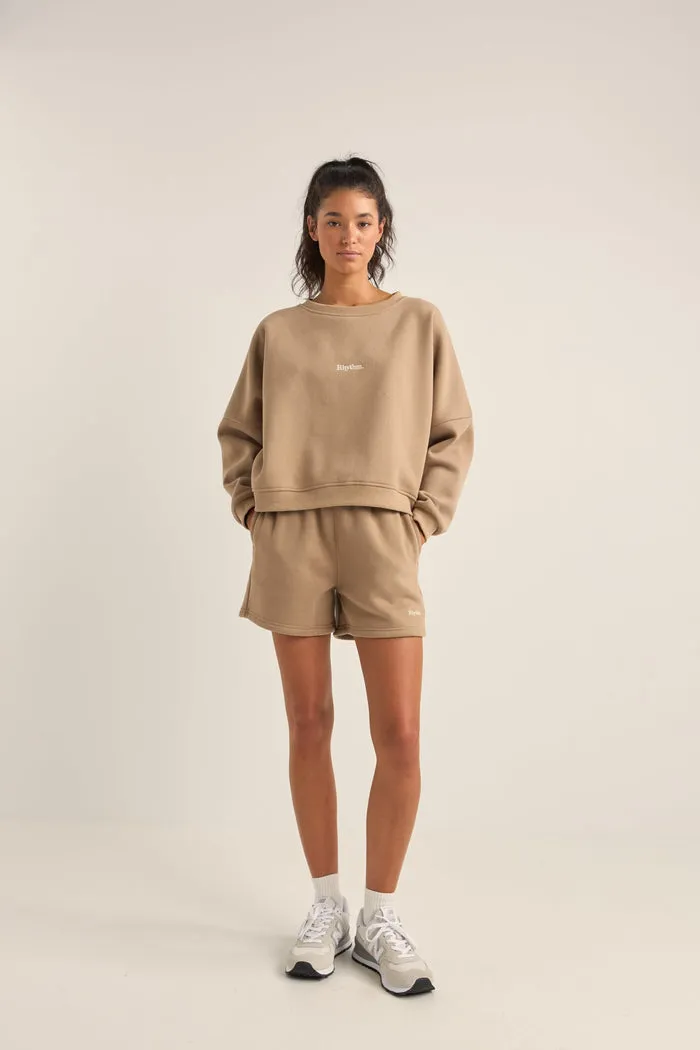 Rhythm Logo Crew Fleece Sweatshirt - Taupe