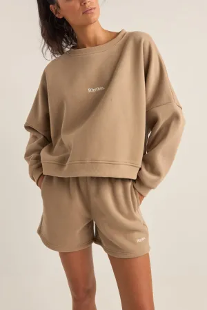 Rhythm Logo Crew Fleece Sweatshirt - Taupe
