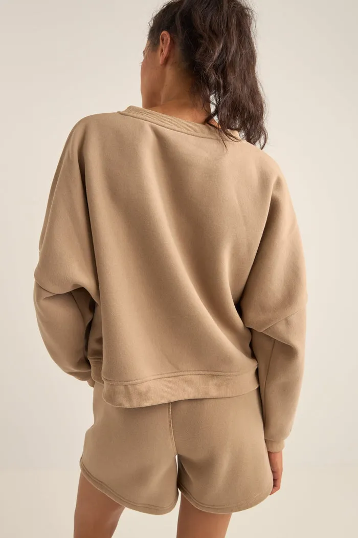 Rhythm Logo Crew Fleece Sweatshirt - Taupe