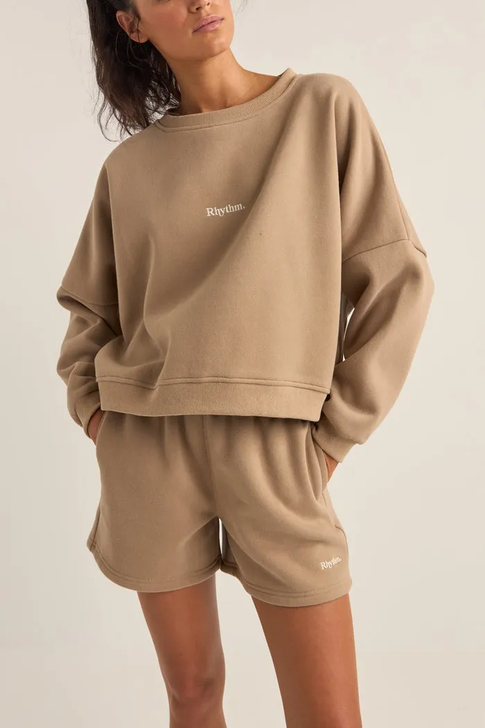 Rhythm Logo Crew Fleece Sweatshirt - Taupe