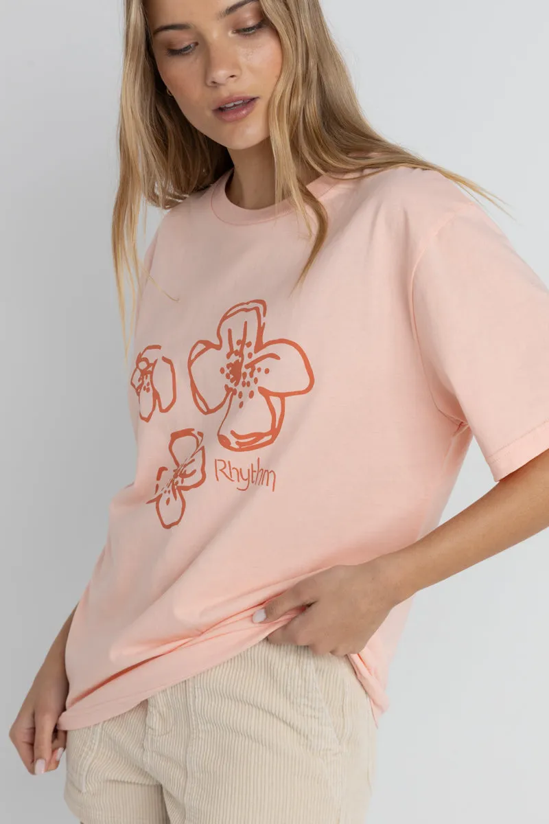 Rhythm Paradise Blumenmuster Übergröße T-Shirt - Pink