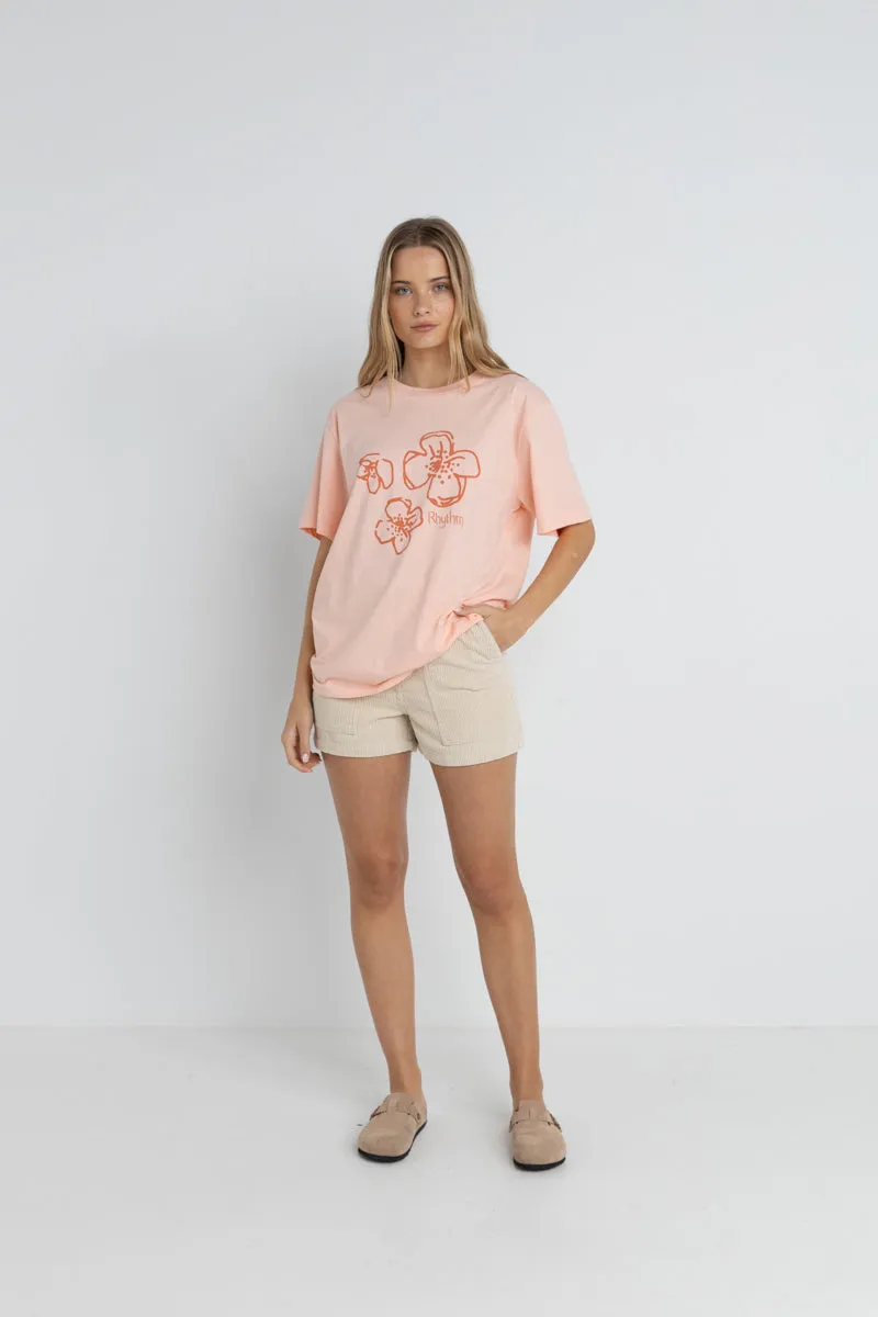 Rhythm Paradise Blumenmuster Übergröße T-Shirt - Pink