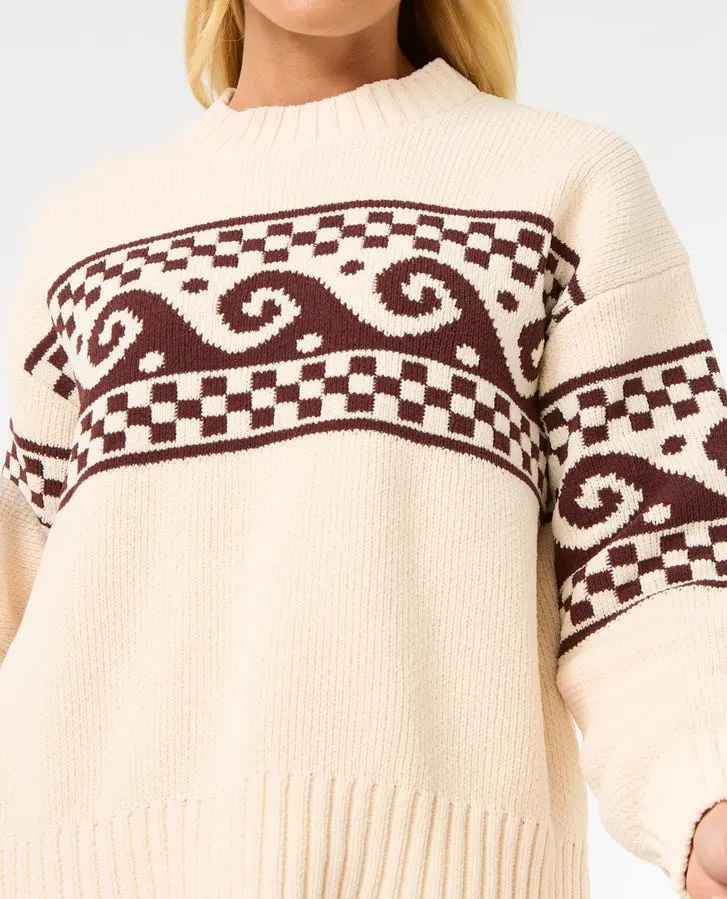 Rip Curl Soleil Strick-Pullover-Braun/Elfenbein