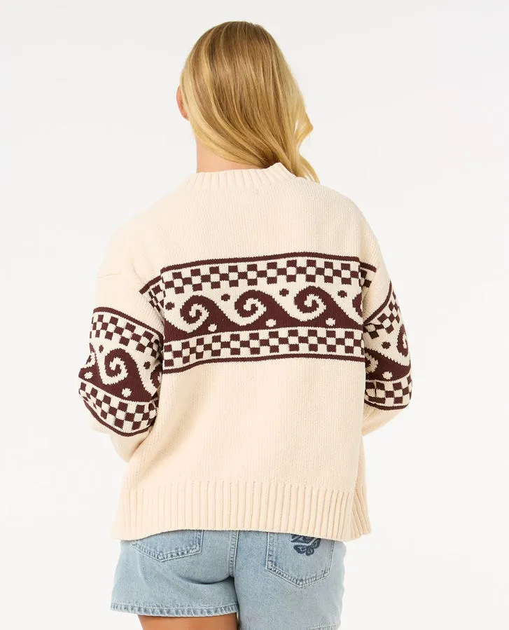 Rip Curl Soleil Strick-Pullover-Braun/Elfenbein