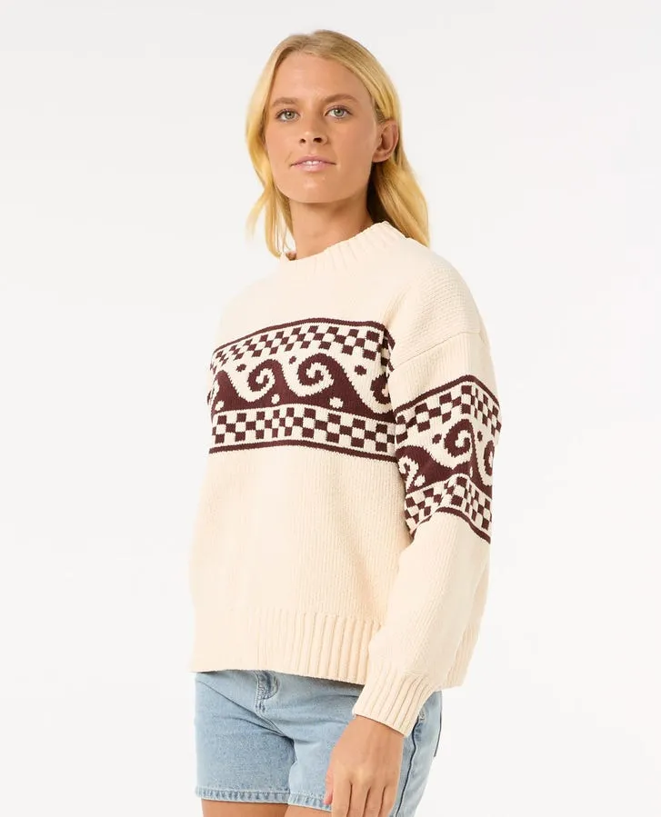 Rip Curl Soleil Strick-Pullover-Braun/Elfenbein
