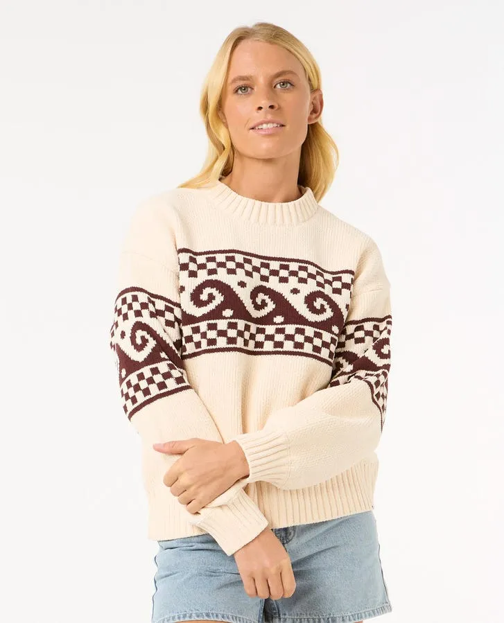Rip Curl Soleil Strick-Pullover-Braun/Elfenbein