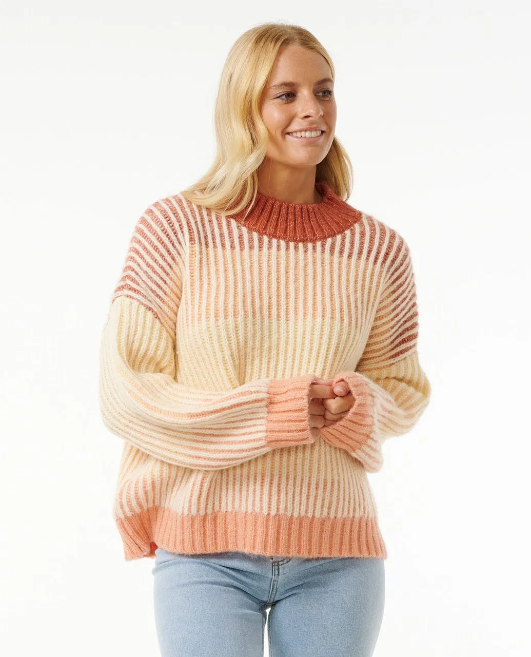 Rip Curl Soleil Rippenstrick-Pullover - Gebranntes Rot