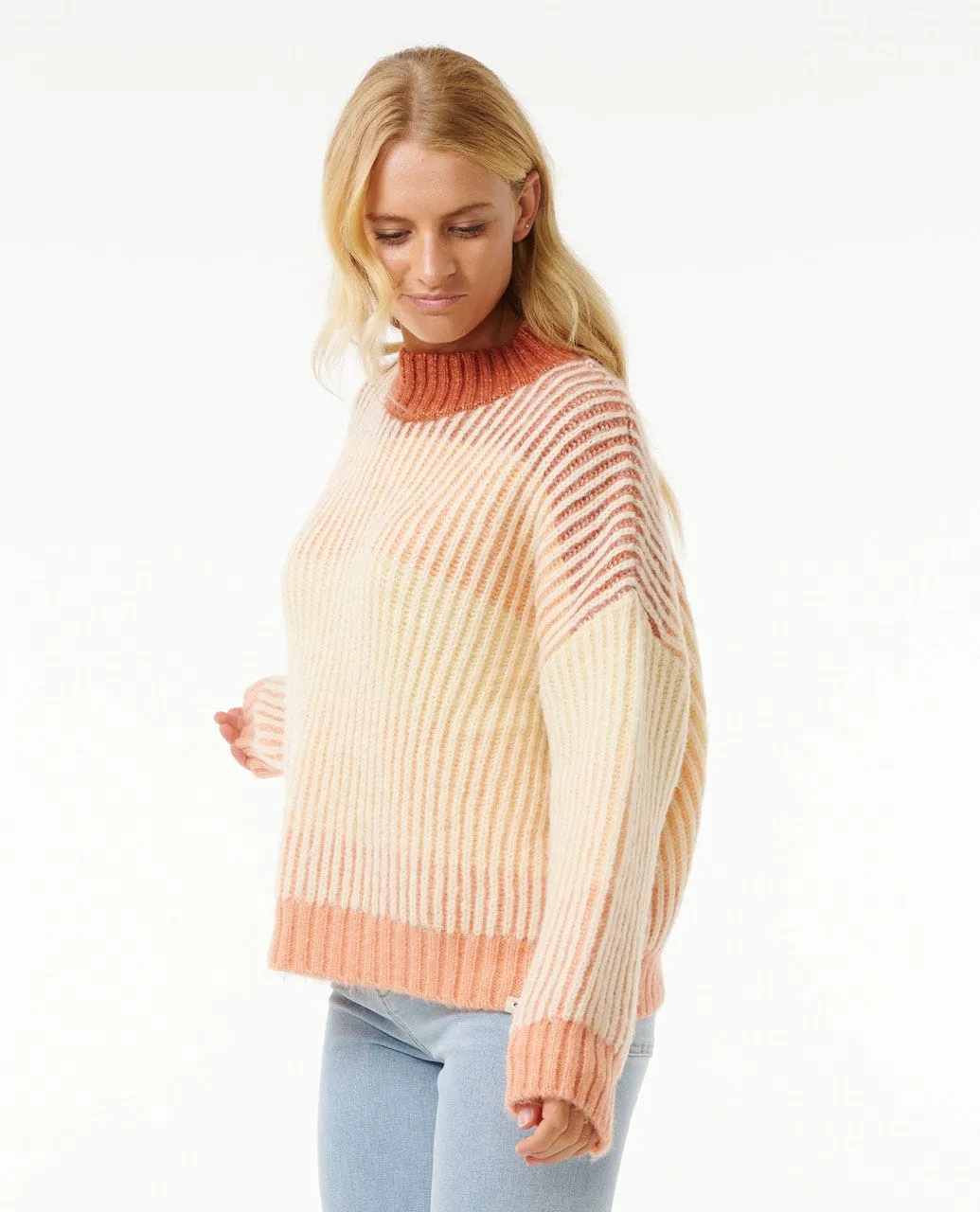 Rip Curl Soleil Rippenstrick-Pullover - Gebranntes Rot