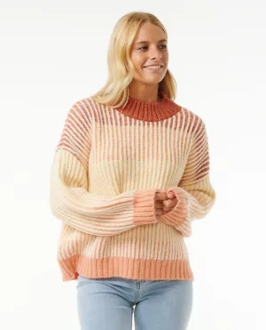 Rip Curl Soleil Rippenstrick-Pullover - Gebranntes Rot