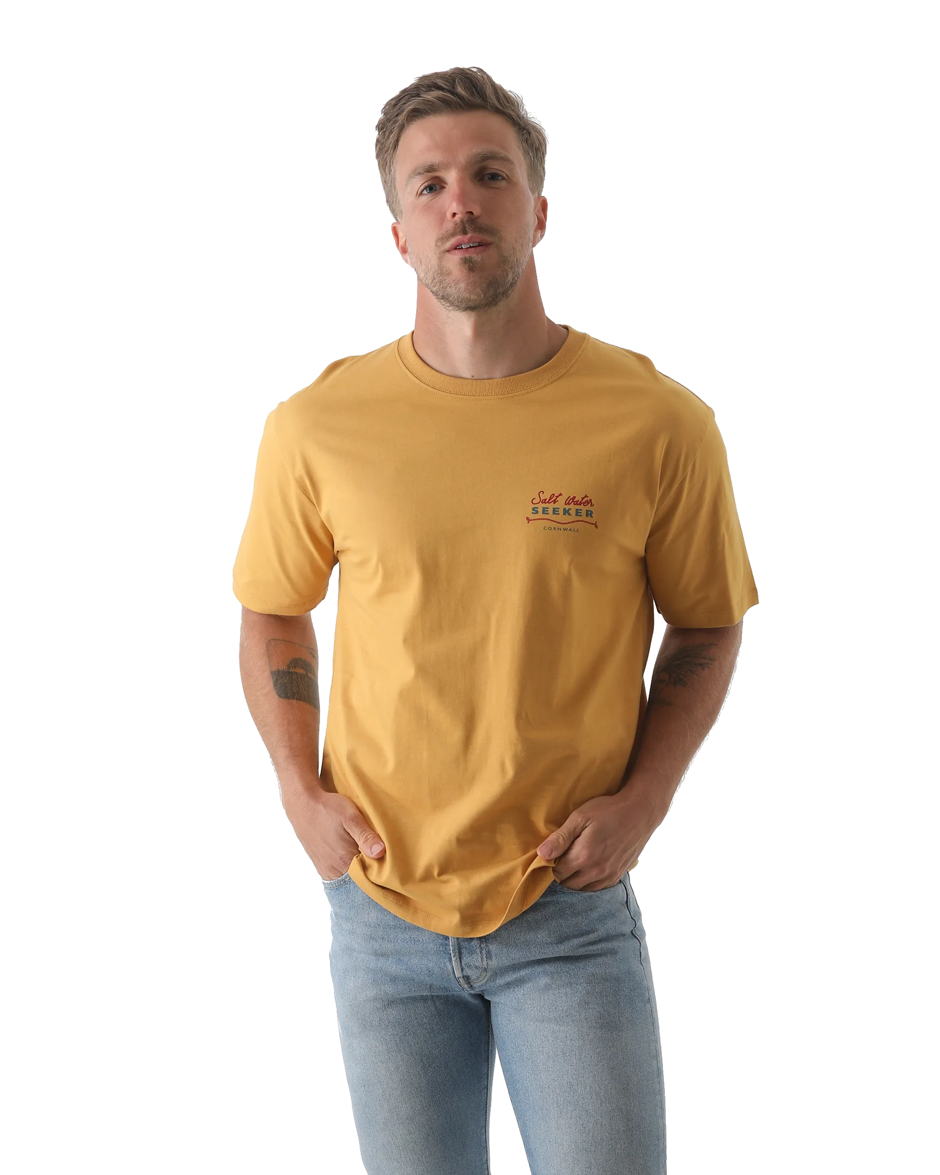 Rodeo Diner T-Shirt in Verblasstem Senf