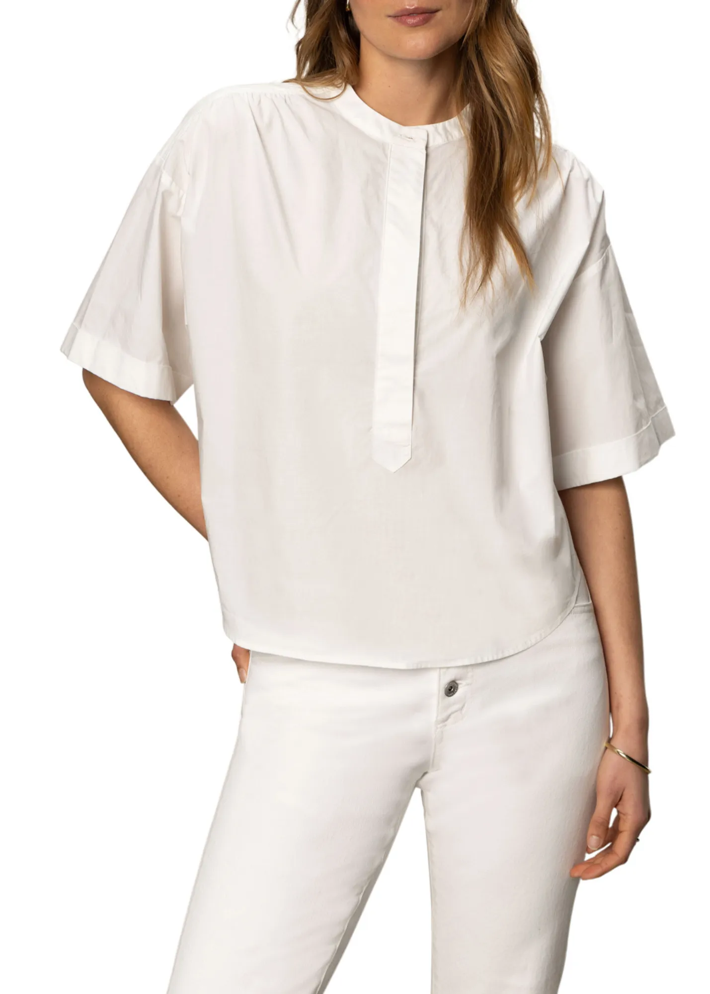 Sanctuary Clothing Entspanntes Kurzarm-Popover-Shirt
