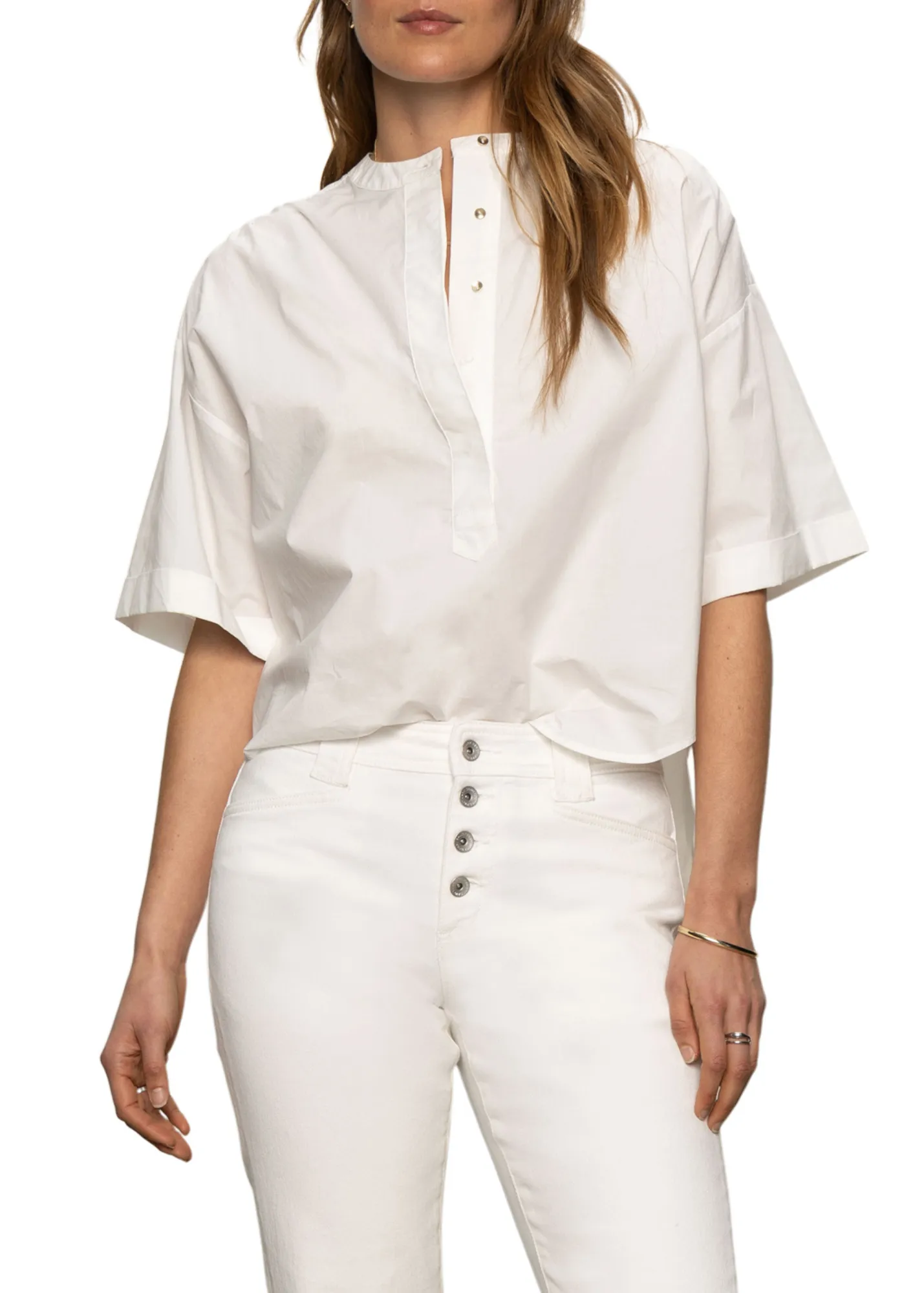 Sanctuary Clothing Entspanntes Kurzarm-Popover-Shirt