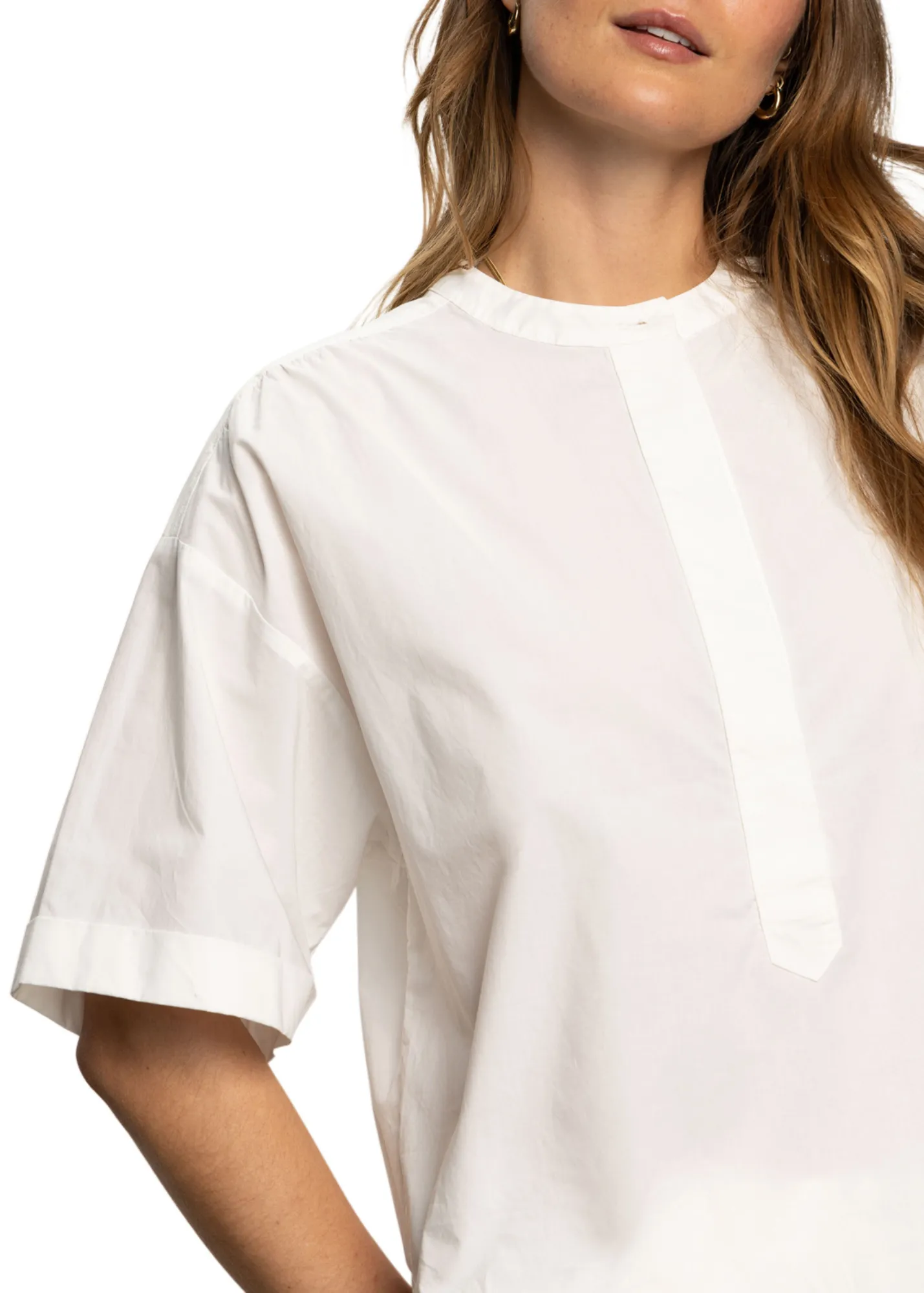 Sanctuary Clothing Entspanntes Kurzarm-Popover-Shirt