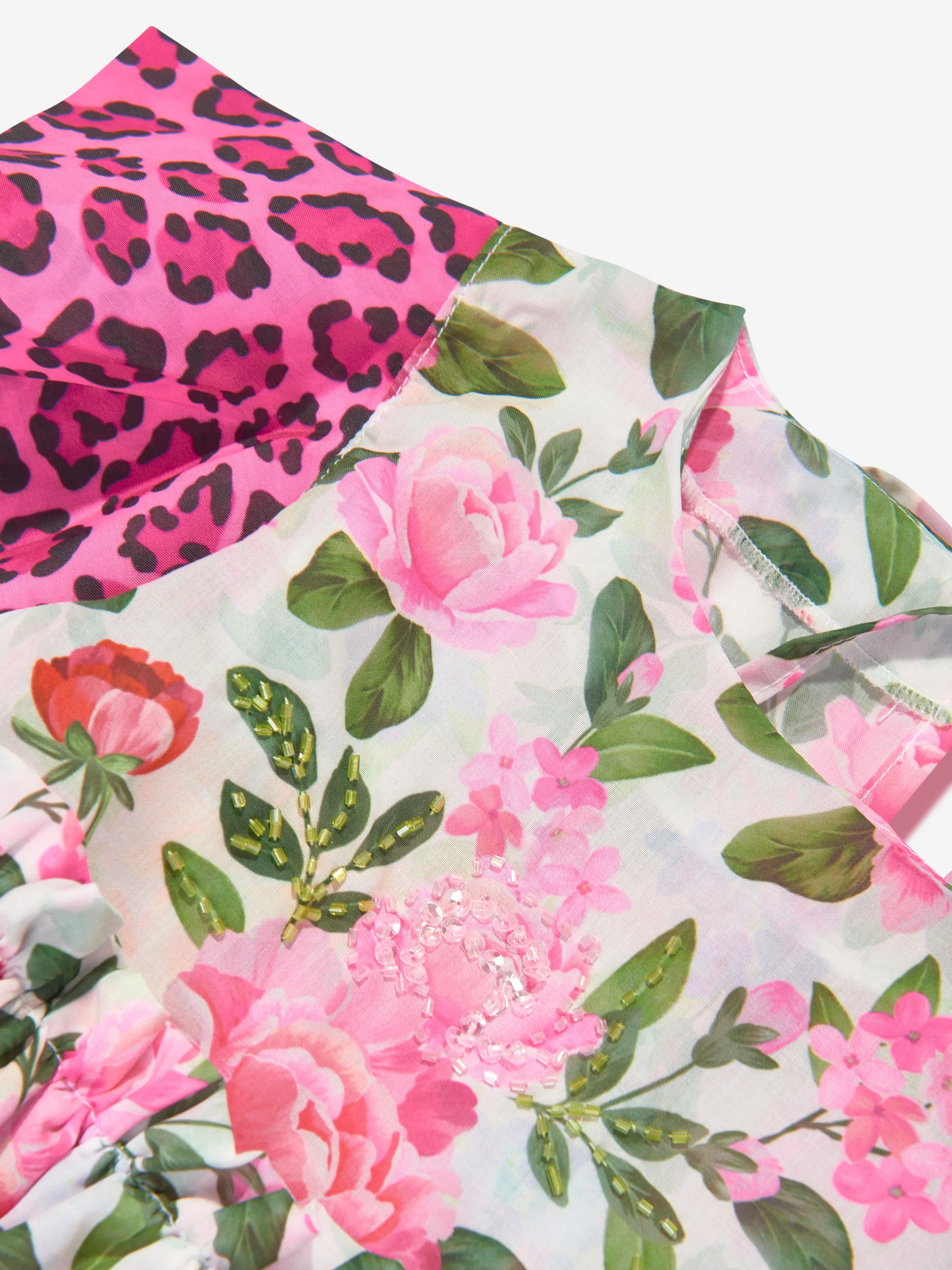 Selini Action Girls Blumen- und Leopardenkleid in Mehrfarbig