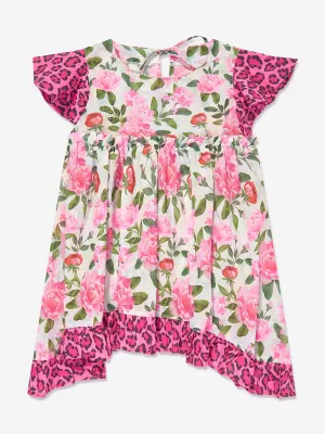 Selini Action Girls Blumen- und Leopardenkleid in Mehrfarbig