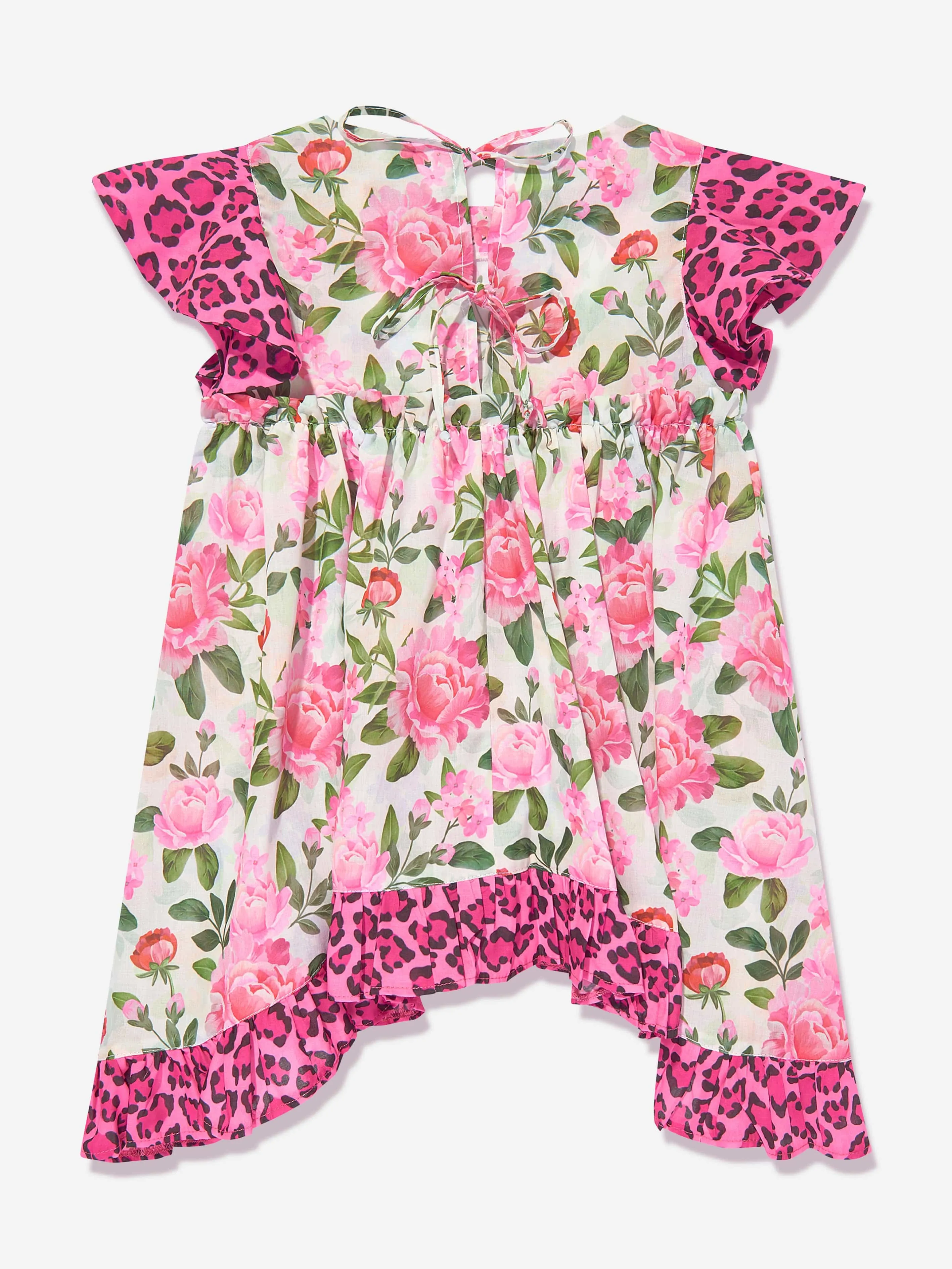 Selini Action Girls Blumen- und Leopardenkleid in Mehrfarbig