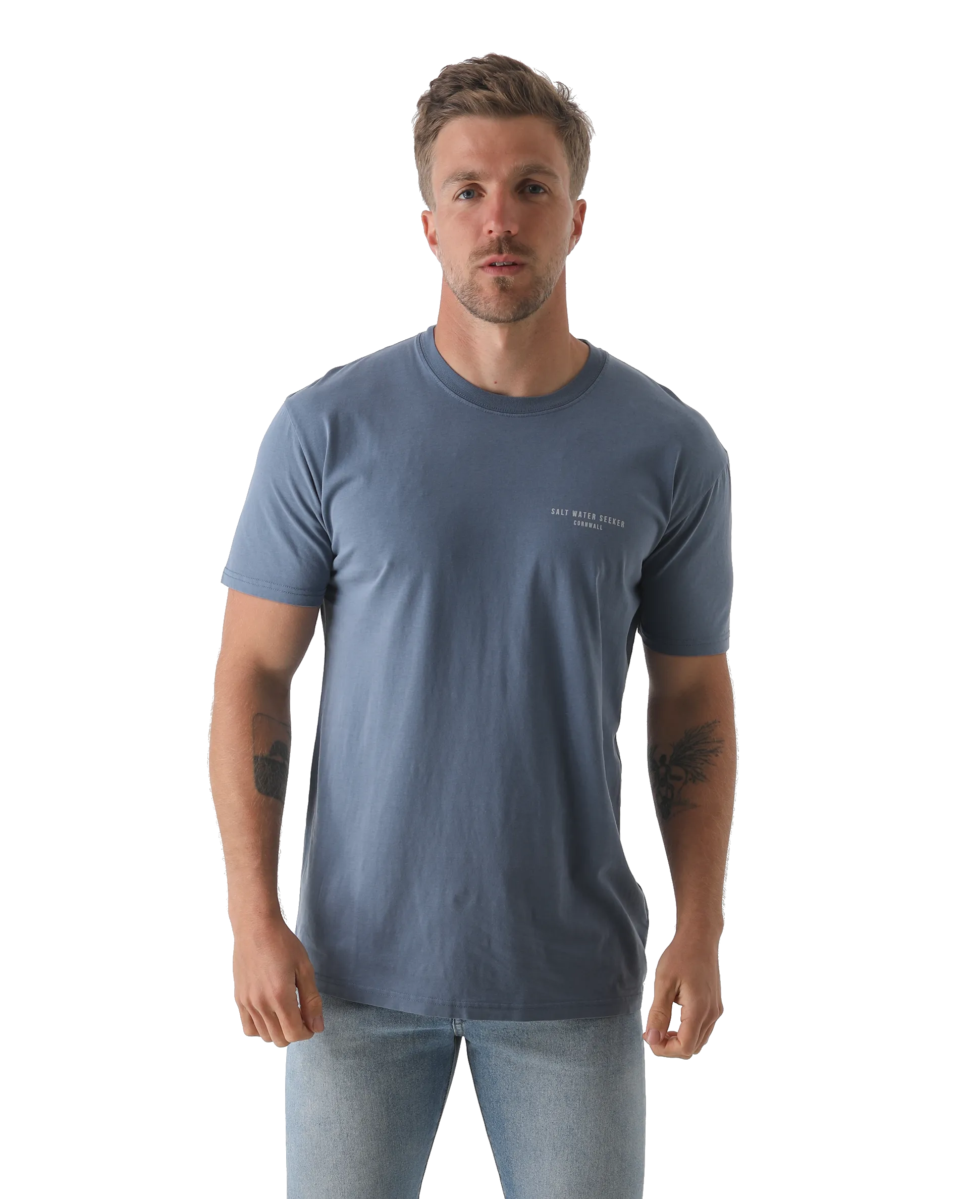 Set aus T-Shirt in Verblasstem Blau