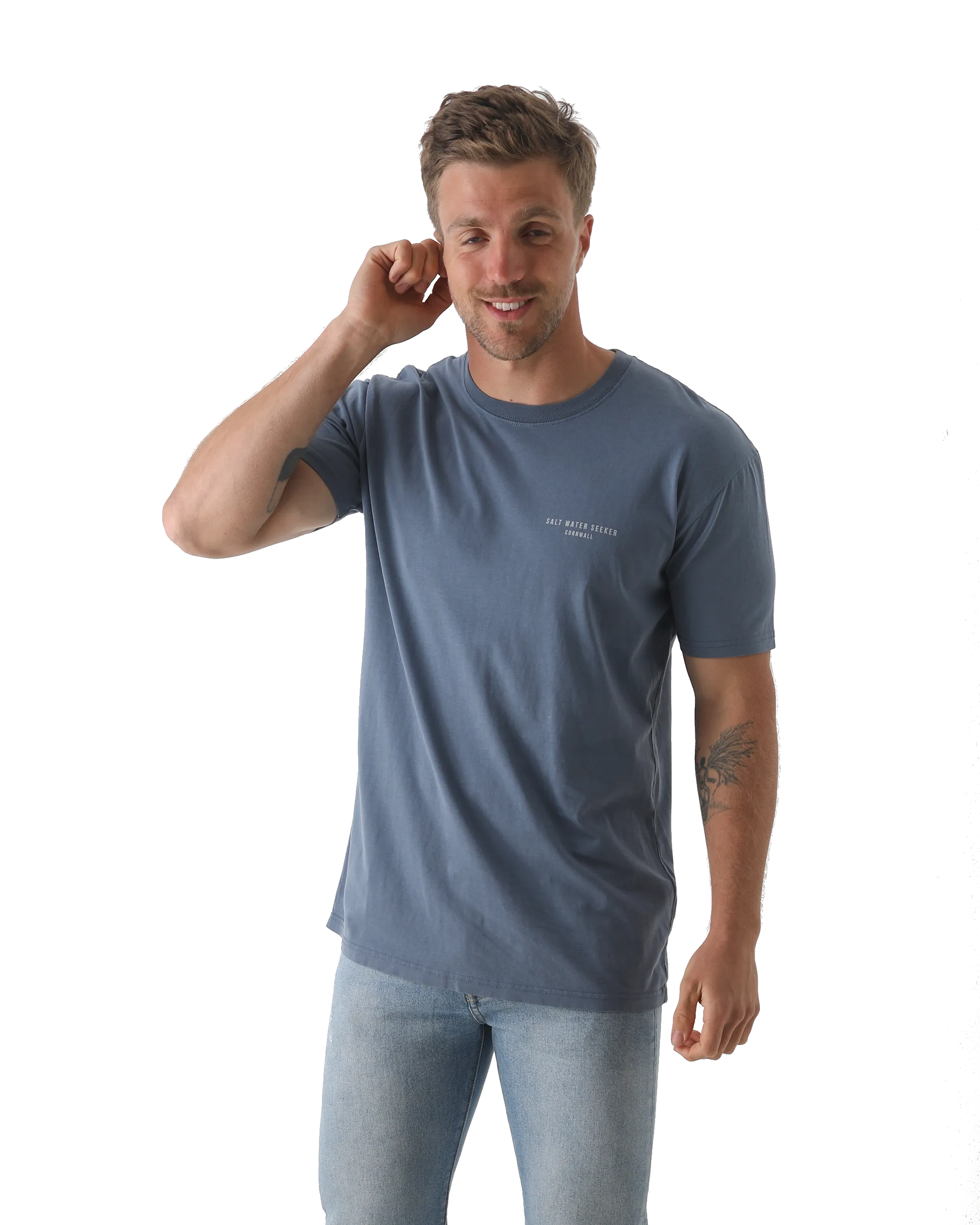 Set aus T-Shirt in Verblasstem Blau