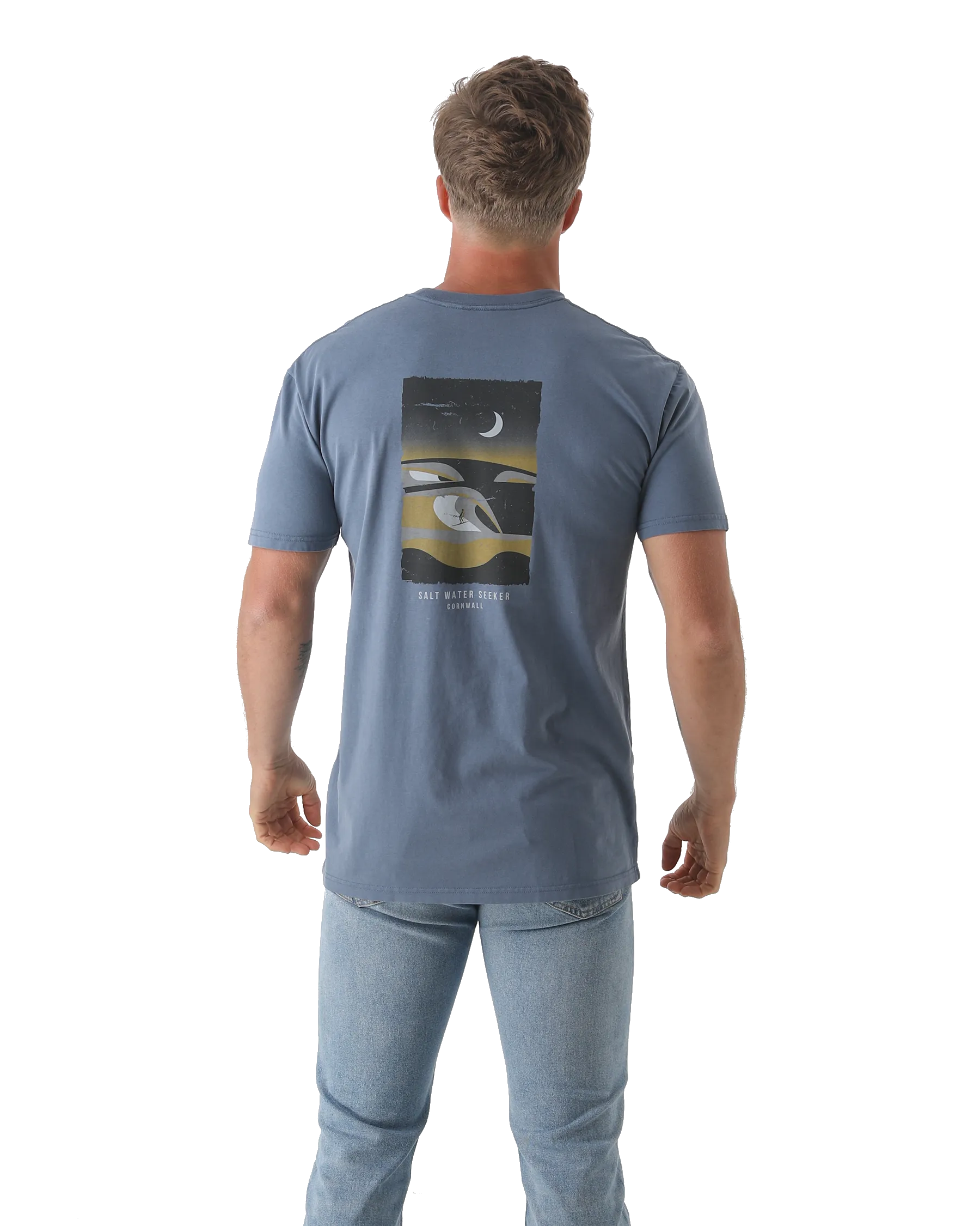 Set aus T-Shirt in Verblasstem Blau