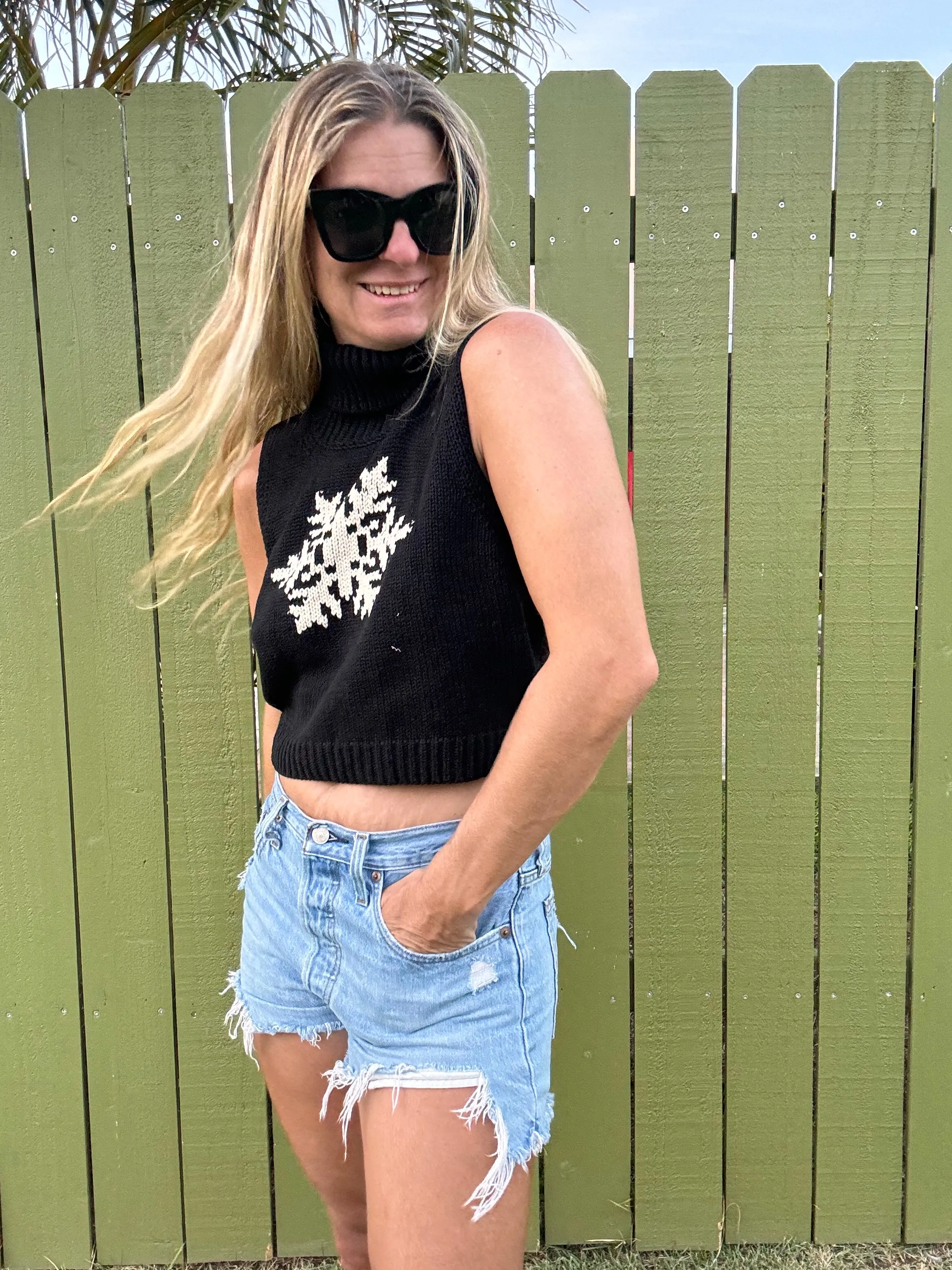 Schneeflocken-Strick-Tanktop