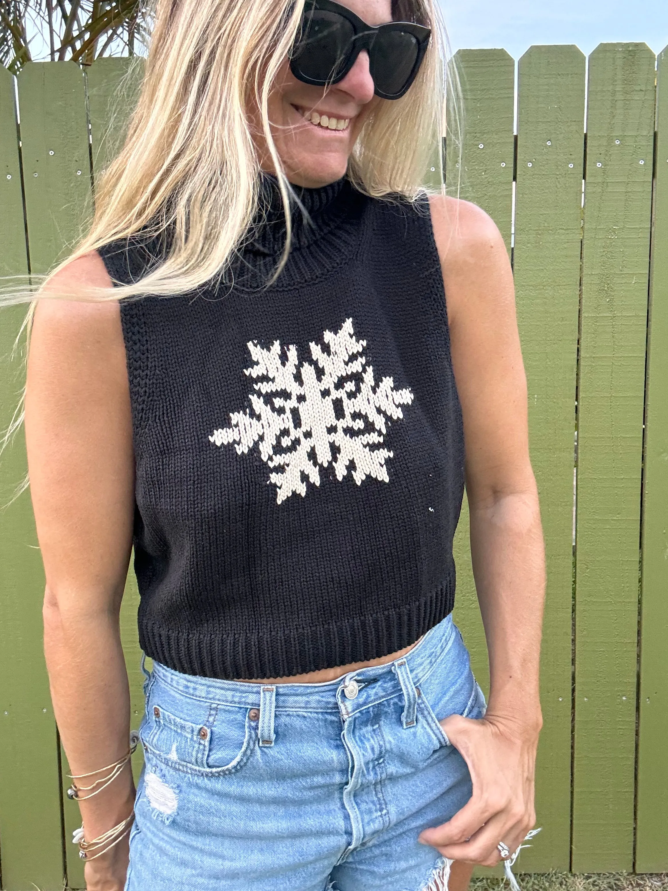 Schneeflocken-Strick-Tanktop