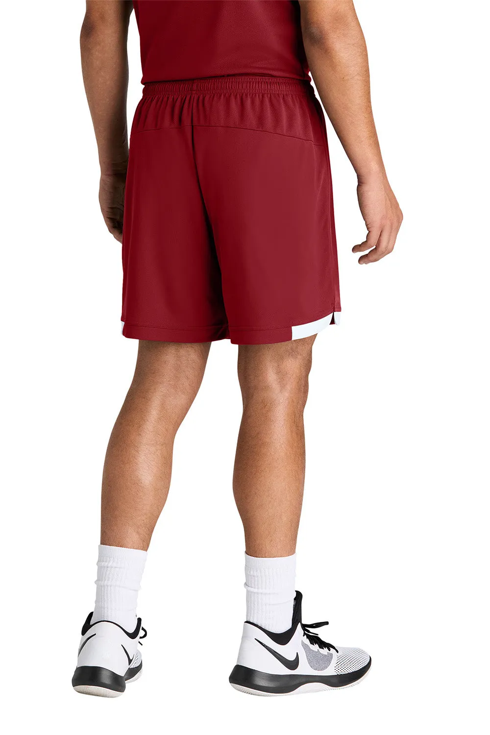 Sport-Tek Herren Club Feuchtigkeitstransportierende Shorts - Tiefrot/Weiß