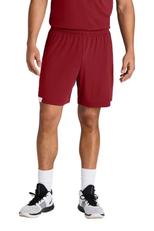 Sport-Tek Herren Club Feuchtigkeitstransportierende Shorts - Tiefrot/Weiß